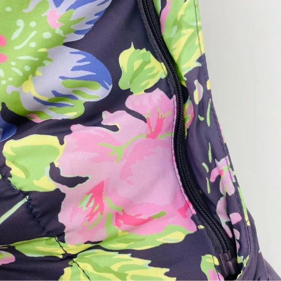 ASOS Floral Rose Print Oversized Puffer Jacket & Vest US Size 0 Button Up Coat - Picture 6 of 9